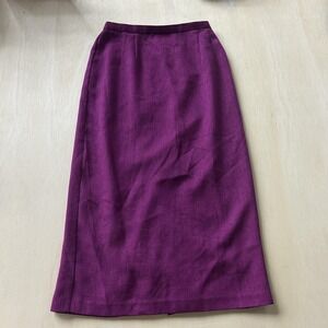 Plaza South Skirt Womens 16 Purple Pencil Long Lined Elastic Waist Career Office